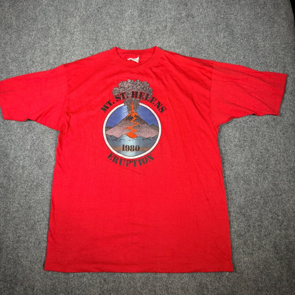 Vintage 80s Mt. St. Helens Eruption Survivor 1980 T Shirt Men's XL Westwood USA